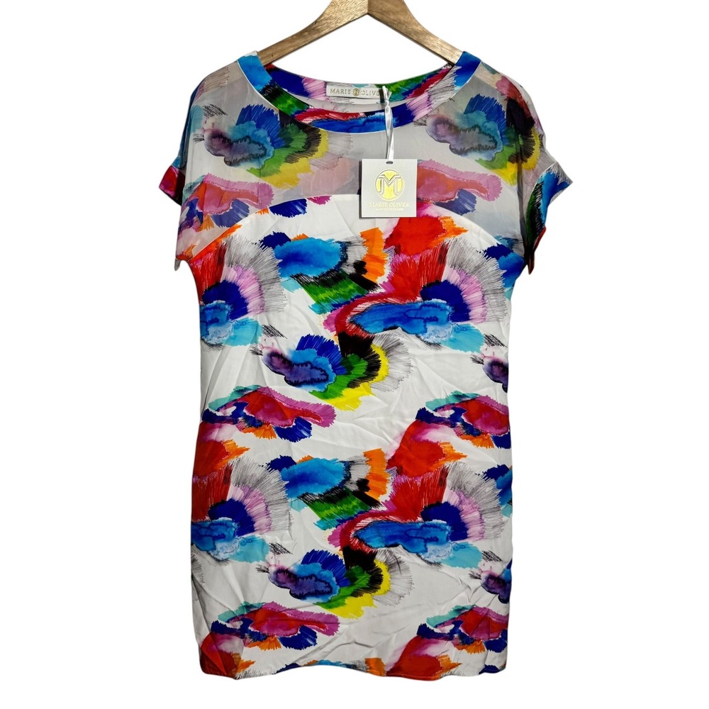 Marie Oliver Lucy Dress XS Kaleidoscope Silk Abstract Mini Shift 317-205P New